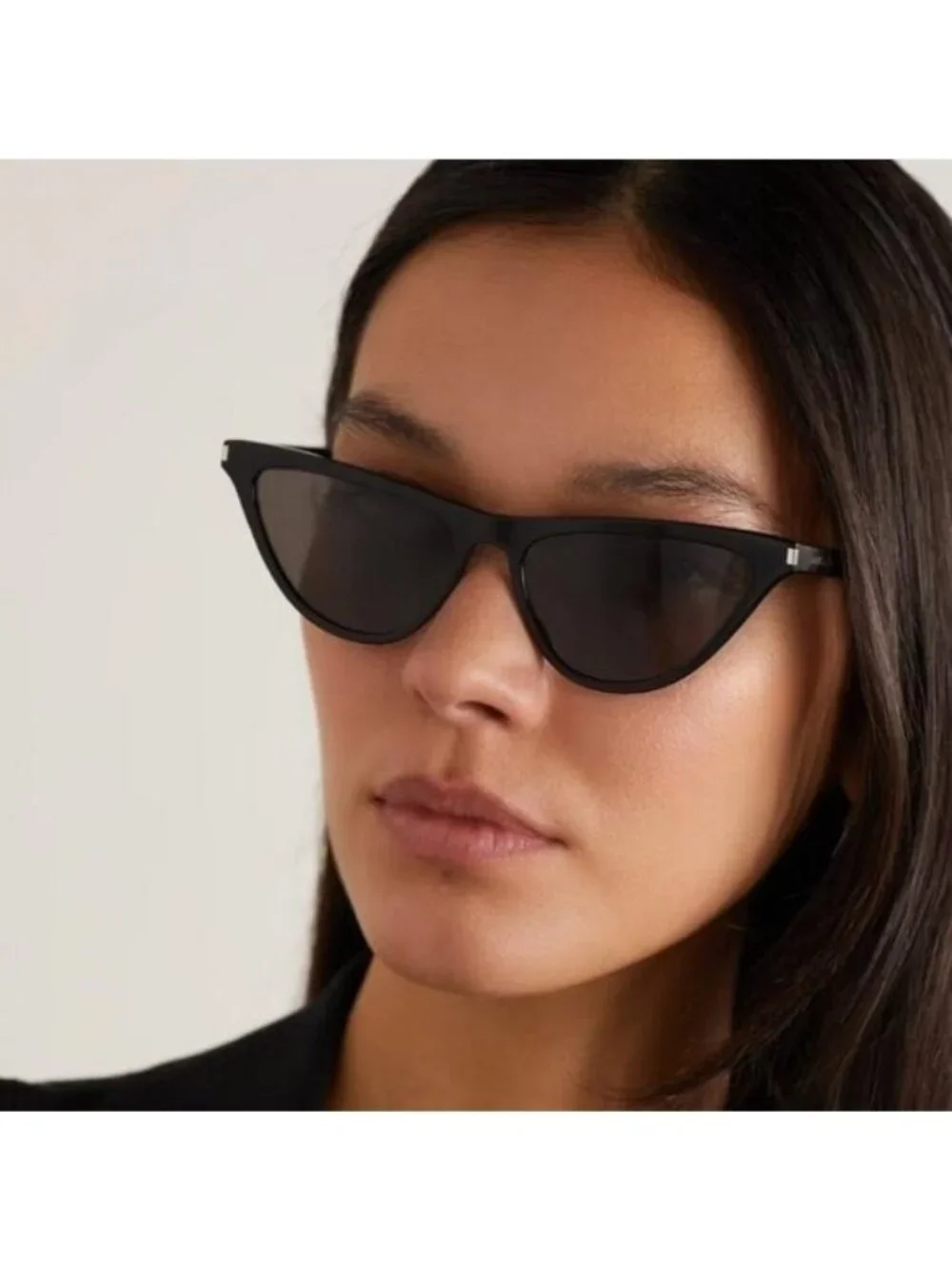 Saint Laurent SL550 SLIM 001 Sunglasses Black Cat Eye Frame, Black Lenses